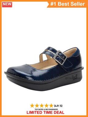 Leather Mary Jane Comfort Shoes Hook & Loop Arch Support Footbed